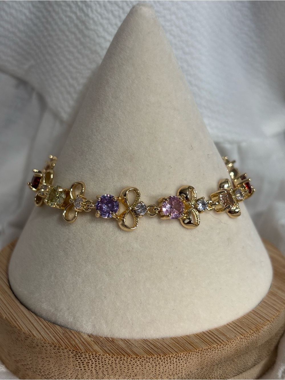 Multicolor Gemstone Link Bracelet in Gold